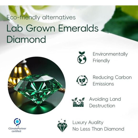 LEONIDS 14K Gold Necklace 1CT Pear Lab-Grown Emerald Teardrop NWT - Picture 7 of 7